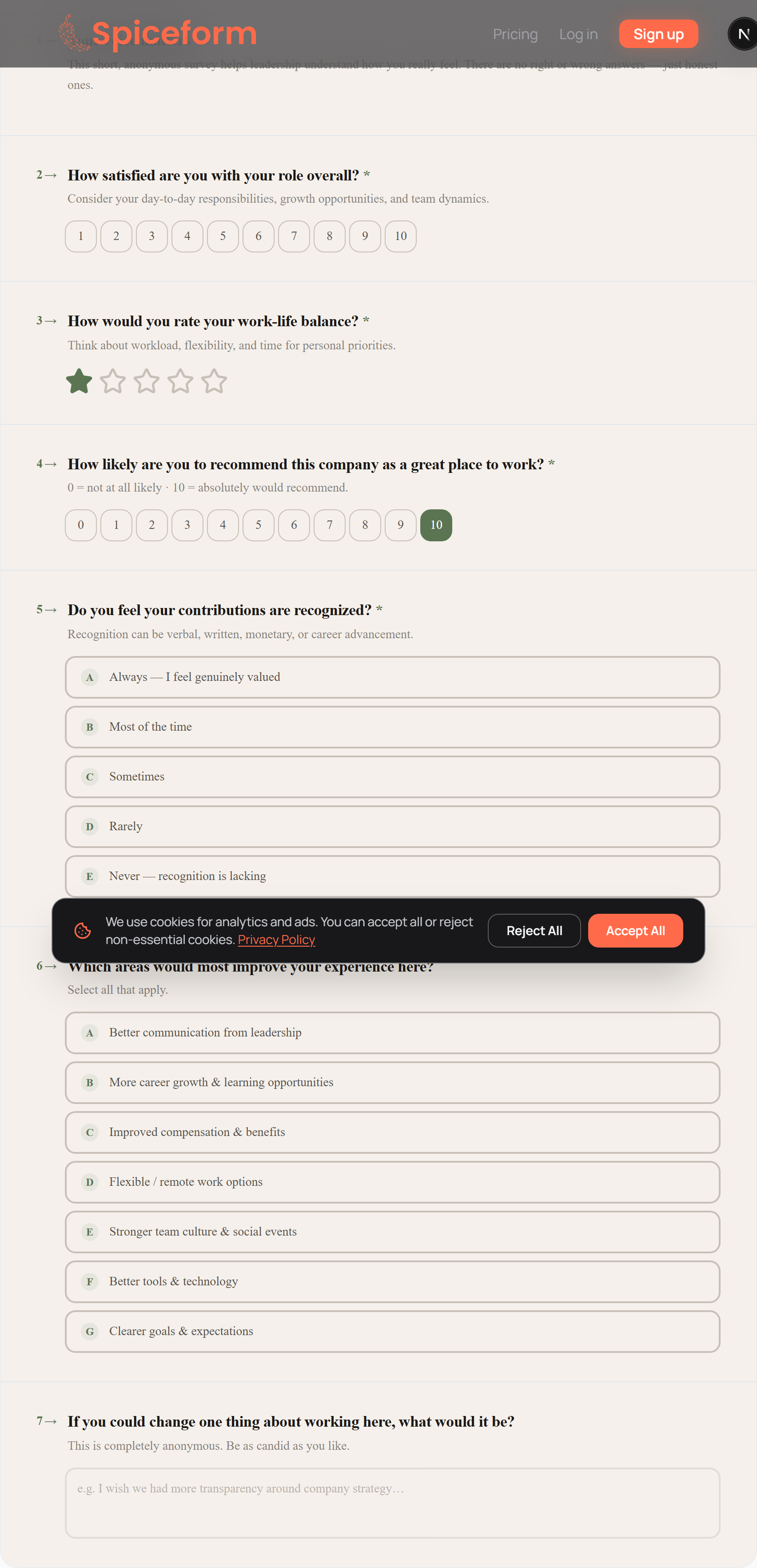 Employee Satisfaction Template | Spiceform