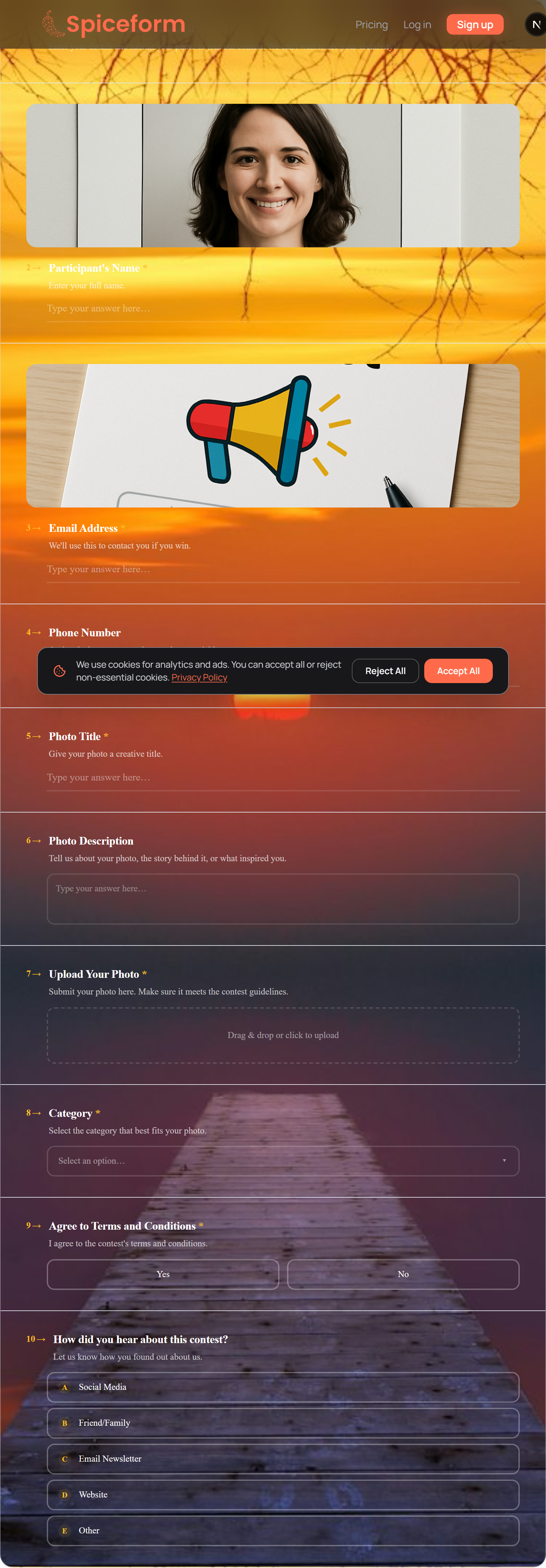 Photo Contest Entry Template | Spiceform